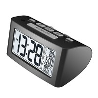 Digital Silent Small Travel Alarm Clock Battery Operated Large Numbers Bedside Clock with Snooze Backlight Indoor Temperature - B07FNMKPTW